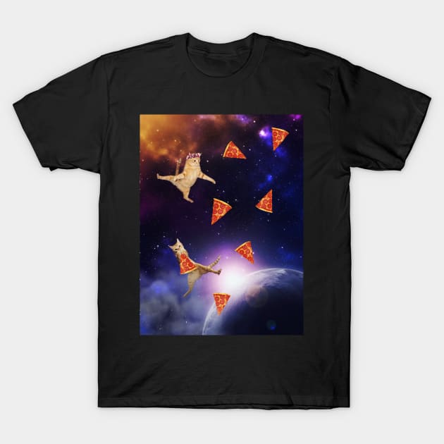 Flying cats and pizza in space T-Shirt by reesea